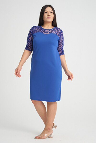 modayız Rochie Saks Flocked Plus Size 23D-2534