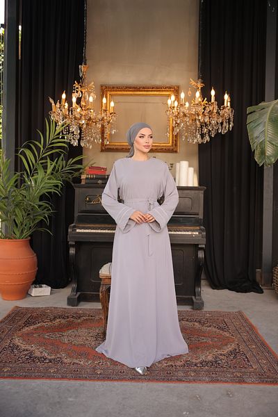 Zaure Women's Hijab Sleeves Ribbed Dress
