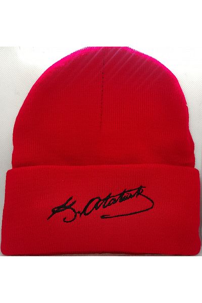 ATA TANITIM Ata Introduction Kemal Ataturk Signed Wool Beret, Various Colors, Processed with Signature Embroidery.