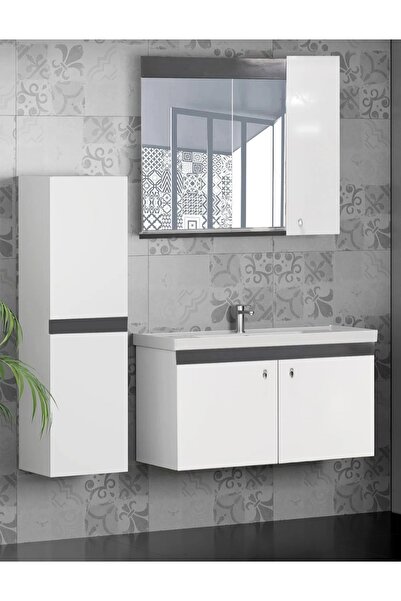 ERVA 80 cm beyaz mdf banyo dolabı takimi ucretsiz kurulum istanbul