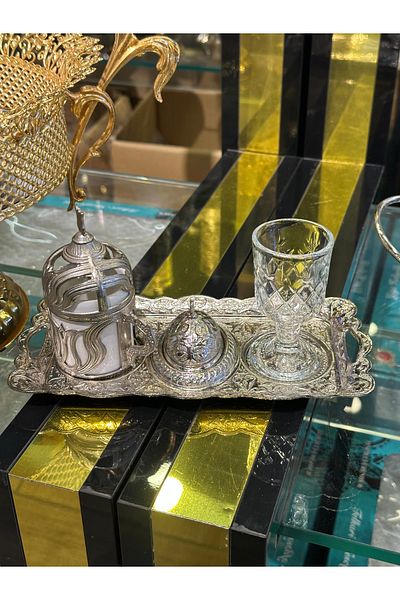 LeesHome Σετ δίσκου και φλιτζάνι γαμπρού σε ασημί χρώμα - Περιλαμβάνεται 1