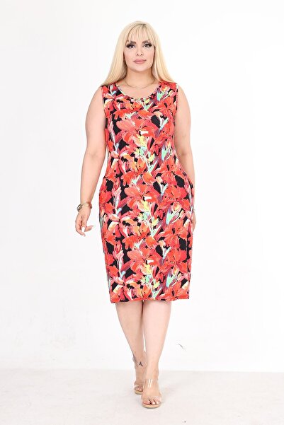 modayız Plus Size Summer Sleeveless Pocket Dress - 43C-2578