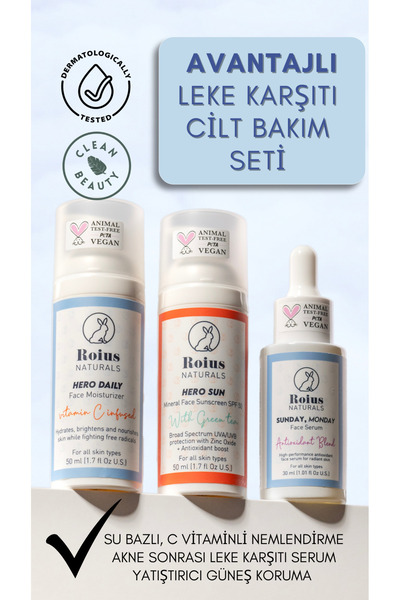 Roius Naturals Leke Karşıtı Cilt Bakım Seti