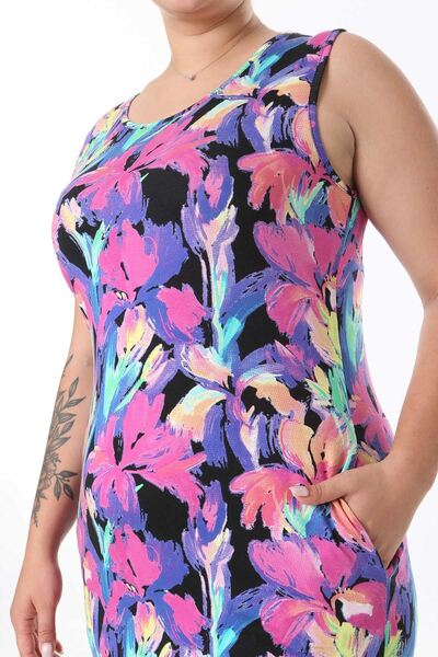 modayız Καλοκαιρινό Αμάνικο Φόρεμα Plus Size με Τσέπες - 29-2556