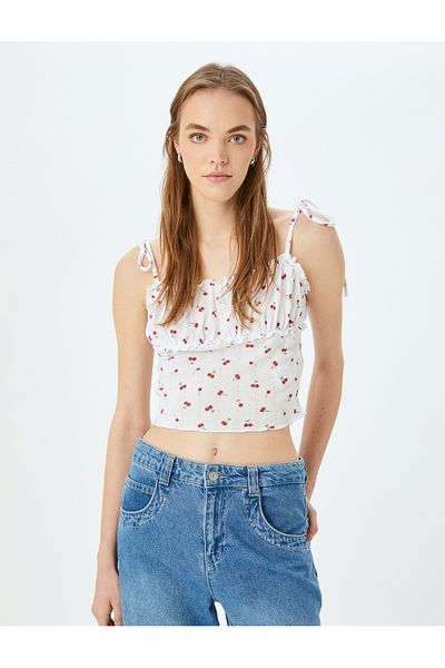 Koton Ruffle Detailed Rope Strap Slim Fit Undershirt