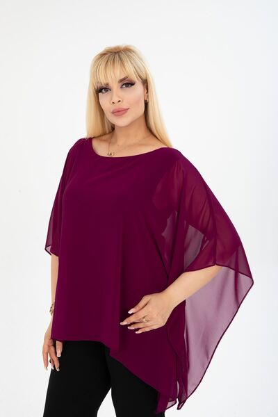 modayız Large Size Purple Chiffon Blouse 38E-2405
