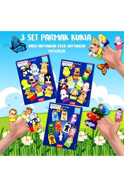 Tox 3 Set - 30 Pieces Tox Pets, Wild Animals and Professions Finger Puppet T771 T781 T761