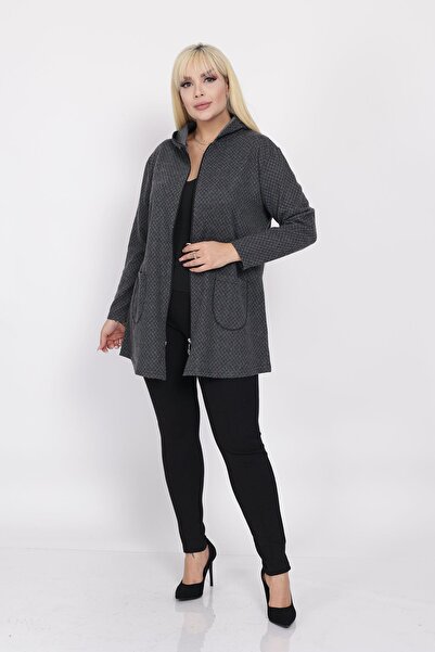 modayız Plus Size Hooded Cardigan with Pockets 30A-2221