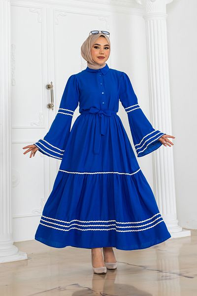 benguen Φόρεμα Saks Blue 2035 Model Piping
