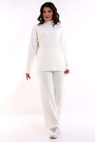 Irmak Kerekli Women's Ecru Oversize Ribbed Bottom Top Knitwear Set 6308