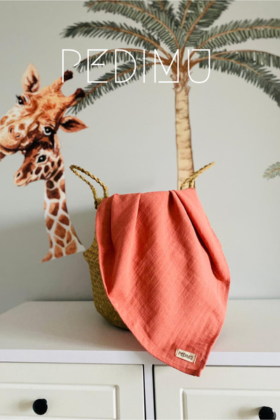 Pedimu Unisex Brick Colored Muslin Baby Blanket - Plain 75*75