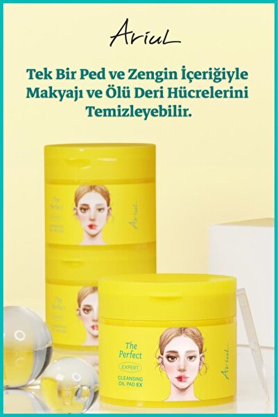 Ariul The Perfect Çift Taraflı Makyaj Temizleme Pedi 60 Adet|Arındırıcı, Nemlendirici|Yeşil Elma