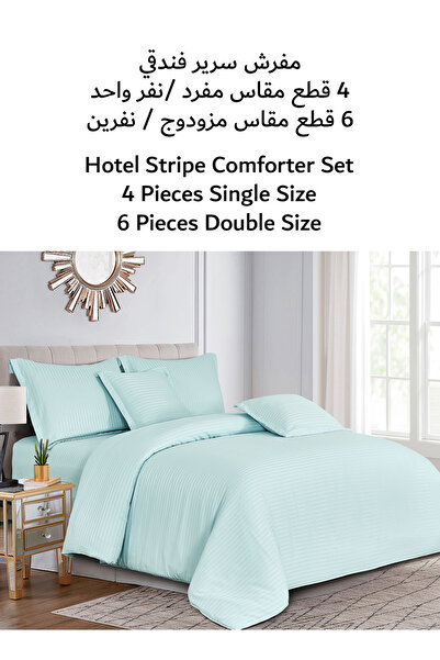 Generic Sleep Night, Hotel Stripe soft Comforter Set, King Size (220X240 CM), 6 Pieces, Striped Pattern