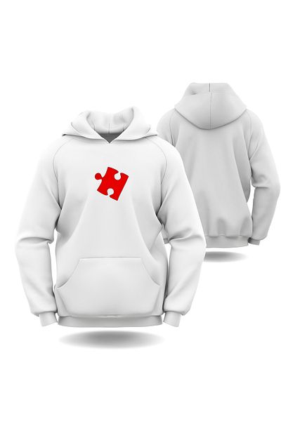Gölge Store Ανδρικό φούτερ Slimfit με μοτίβο παζλ για την ημέρα του Αγίου Βαλεντίνου - 7013E