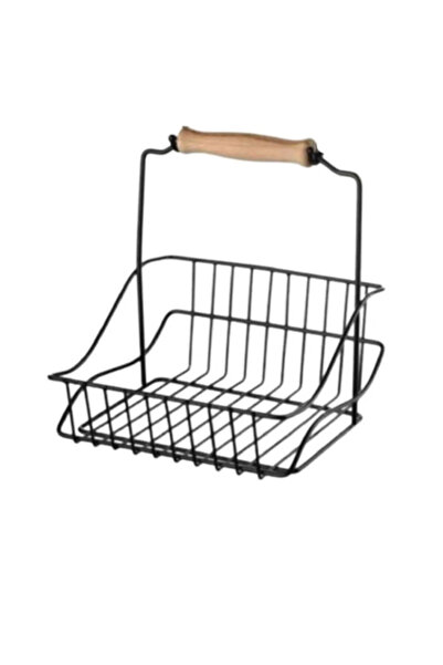 Kitchen Line Coș retro din fier forjat cu design modern negru - Organizator organizator