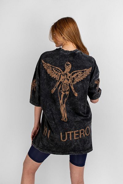 Bak Moda Mosható Nirvana hátul nyomott unisex Oversize póló