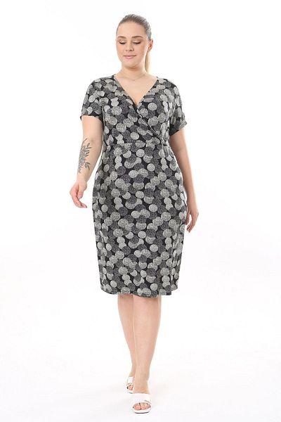 modayız Double Breasted Collar Plus Size Dress 7C-2526