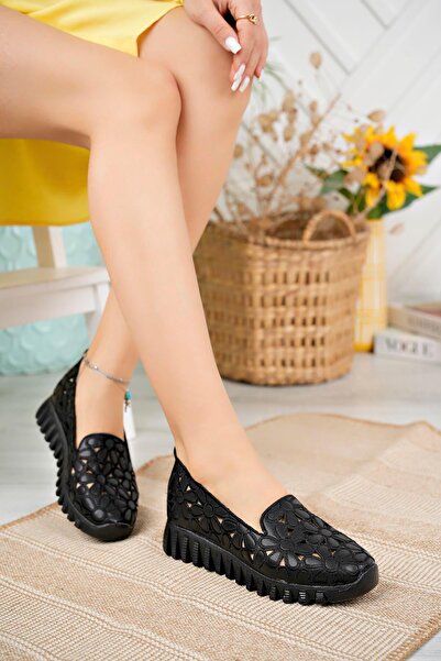 Aymood Laser Cut Ballerina Black Skin Black Skin Black Skin