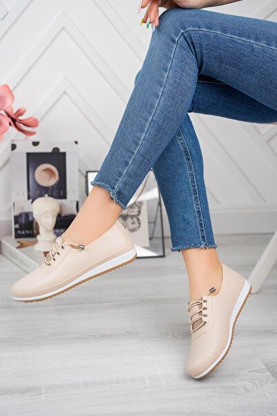 Aymood Pantofi de balerină ortopedici Daily Soft pentru femei, cremă pentru piele