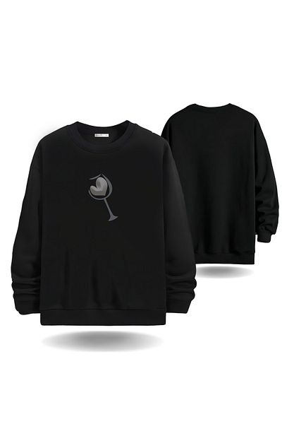 Gölge Store Мъжки суитшърт с кръгло деколте за Свети Валентин, с релефно сърце в стъкло 7005E