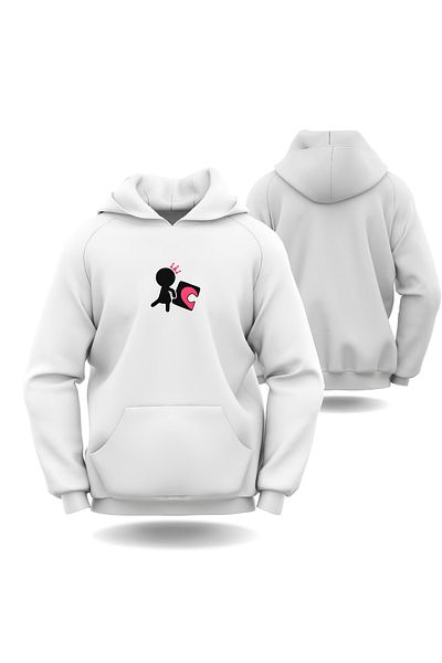 Gölge Store Καρδιά παζλ με μοτίβο Slimfit Hoodie για την ημέρα του Αγίου Βαλεντίνου - 7012K