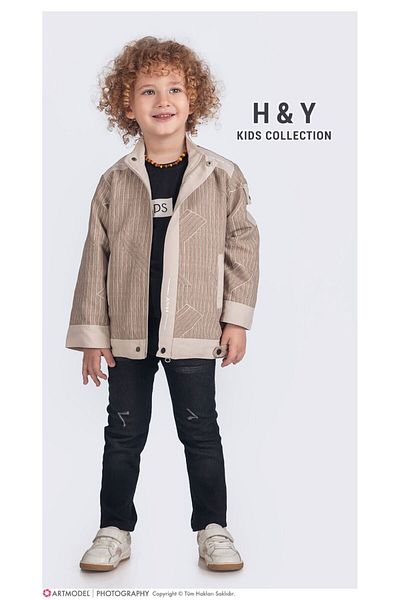 tipycix kids wear Cotton Woven Jacket Jeans Pants Combed Cotton T-Shirt 3 Piece Set