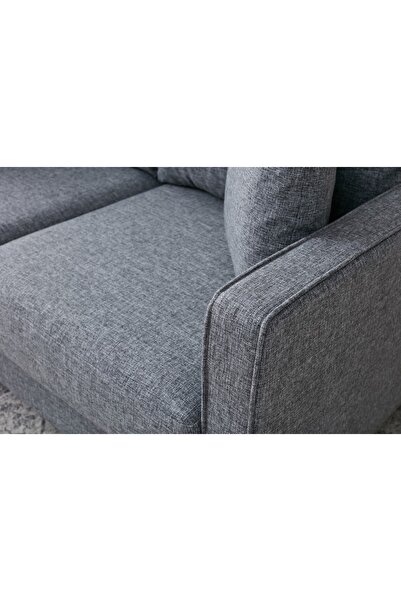 Vivense Eva Serisi Yataklı Puflu Köşe Koltuk, Gri, Sol Köşe