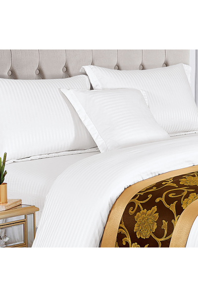 Generic Hotel Stripe Comforter Set Twin Size 160X210 CM, 100% Cotton With Bed Scarf Size 50 X180cm