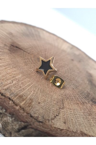 kurukafagift Stainless Steel Nail Model Men's Earrings with Star Pattern with Enameled Center Send 1Pc