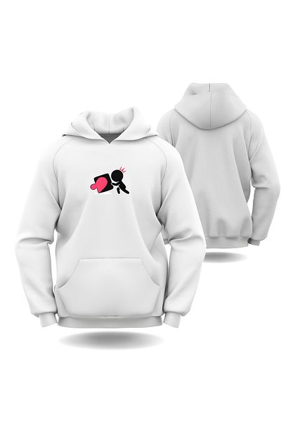 Gölge Store Ανδρικό φούτερ Slimfit με μοτίβο παζλ Heart για την ημέρα του Αγίου Βαλεντίνου 7012E