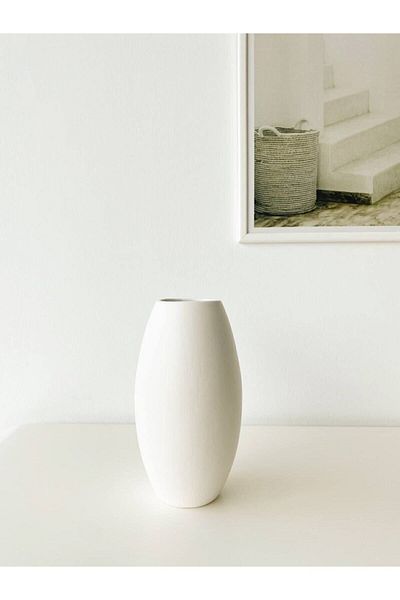 TROVE Medium White Ceramic Roll Vase