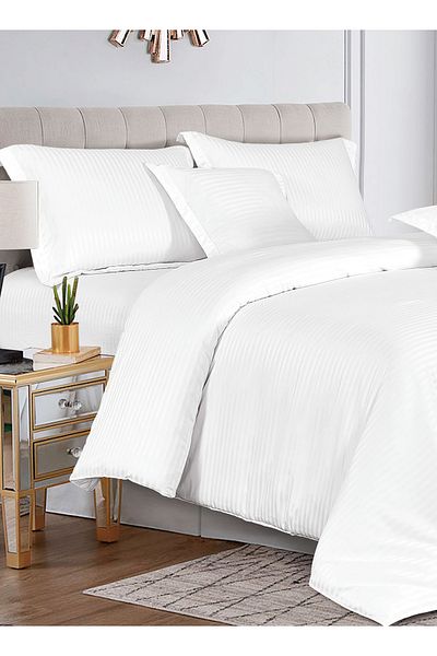 Generic طقم لحاف ناعم مخطط من Sleep Night، مقاس كينج (220×240 سم)، 6 قطع، بنمط مخطط