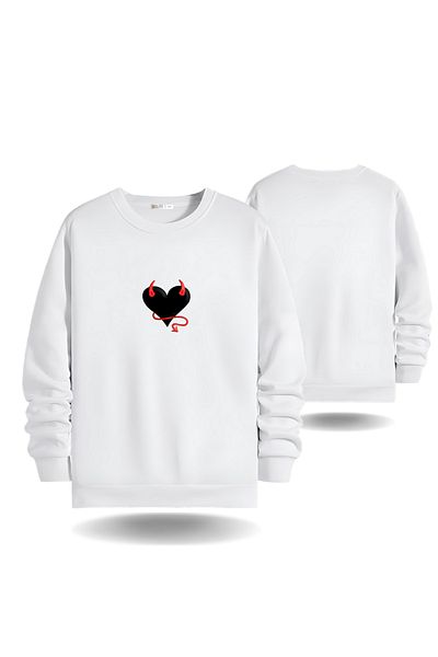 Gölge Store Ανδρικό φούτερ με λαιμόκοψη Devil Heart Valentine's Day 7018E