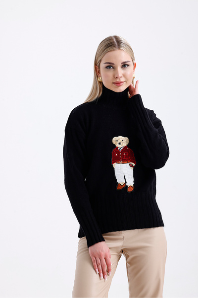 ikomteks Turtleneck Teddy Bear Knitwear Sweater