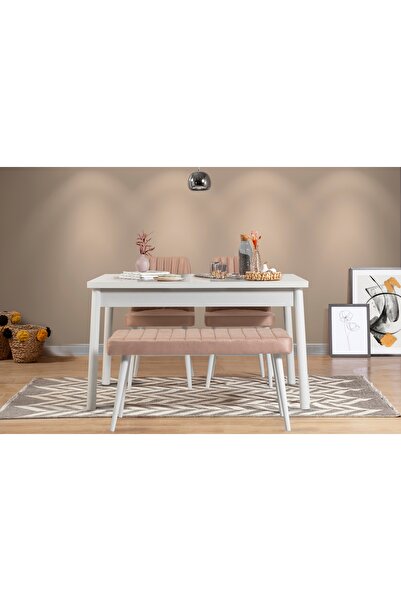 Vivense STORMİ MASA TAKIMI, BEYAZ TAŞ RENGİ SOHO 0900, 120x75