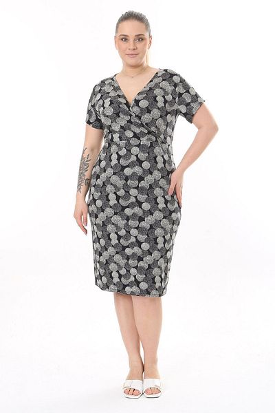 modayız Double Breasted Collar Plus Size Dress 7C-2526