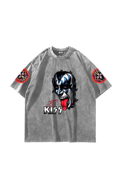 Sekizbiraltı Rock And Roll Printed Unisex Oversize Λευκό Tshirt - Κούκλα 24/1
