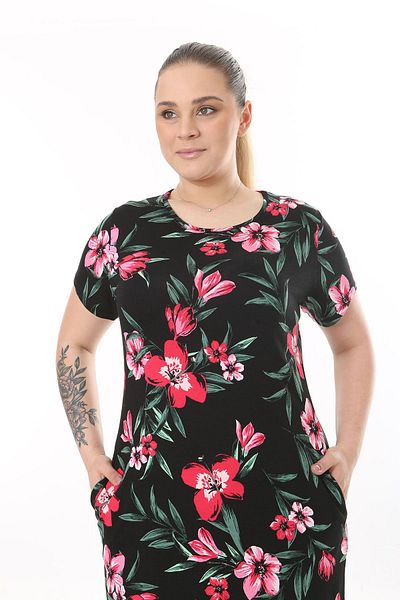modayız Summer Pocket Plus Size Dress 1A-2528
