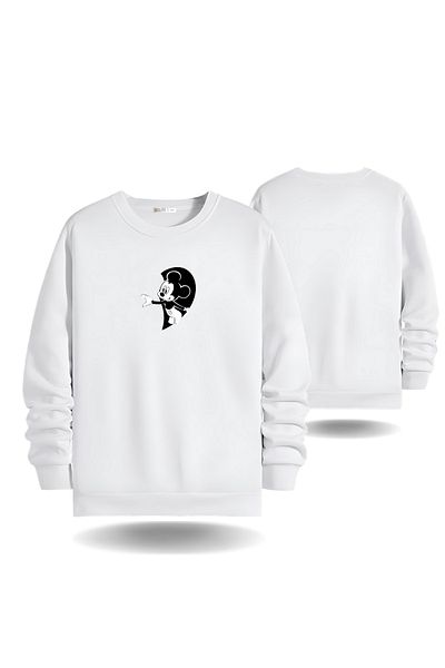 Gölge Store Ανδρικό φούτερ Mickey Mause για την Ημέρα του Αγίου Βαλεντίνου με λαιμόκοψη 7015E