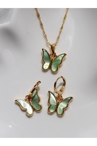 Reorah Collection Acrylic Butterfly Necklace Earring Set