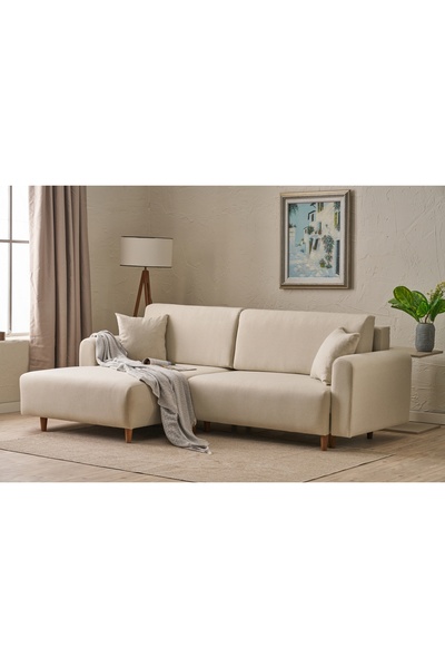 Vivense MANE YATAKLI KÖŞE KOLTUK, KREM, SOL KÖŞE