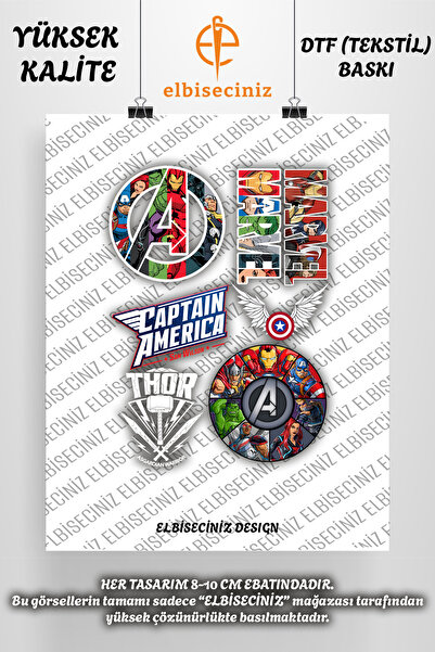 VİZYON İKRA طباعة نسيج DTF متميزة تحت عنوان "AVENGERS". يمكن لصقه بسهولة بالكي