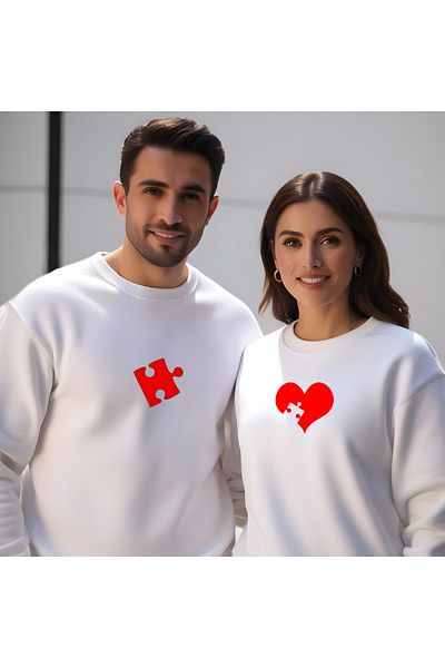 Gölge Store Ανδρικό φούτερ με λεπτή εφαρμογή για την ημέρα του Αγίου Βαλεντίνου με μοτίβο καρδιάς - 7013E