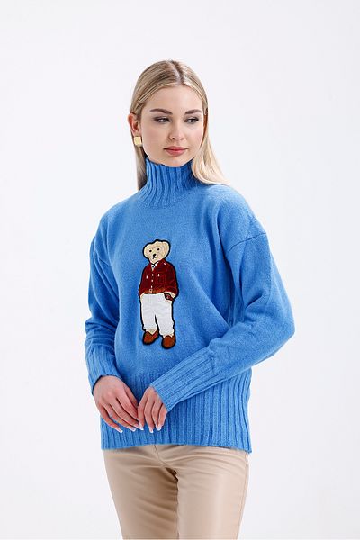 ikomteks Pulover tricot cu ursuleț cu gât roscat