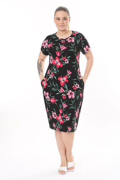 modayız Summer Pocket Plus Size Dress 1A-2528