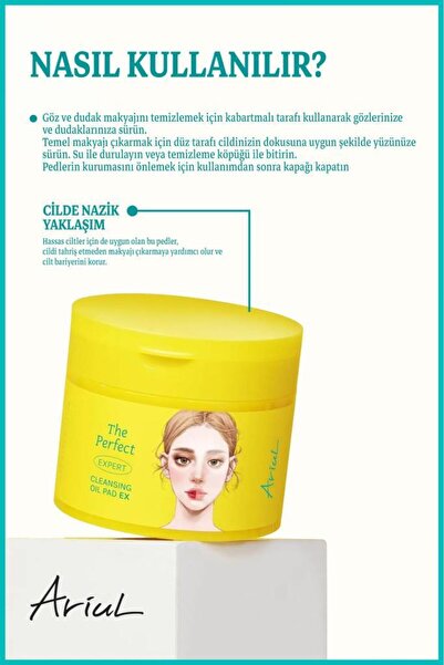 Ariul The Perfect Çift Taraflı Makyaj Temizleme Pedi 60 Adet|Arındırıcı, Nemlendirici|Yeşil Elma