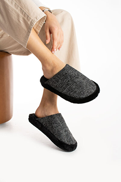 Bermody Melindas Papuci de casă pentru femei, negri, de iarnă, zilnic, confor...