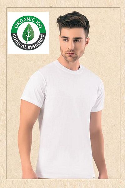 OMERA 3 Men's T-Shirts - 100% Organic Cotton, Round Neck, White, Ocs Certified