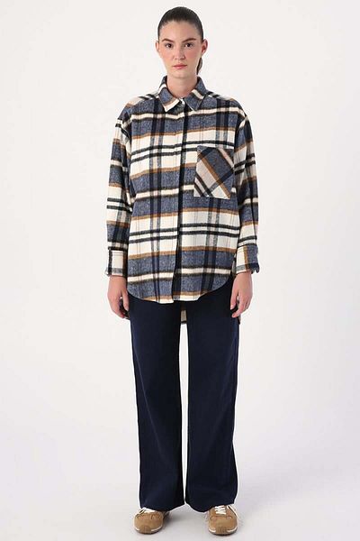 ALLDAY Indigo-Ecru-Comfortable Fit Shirt Tunic