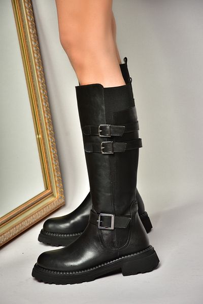 Fox Shoes Τ 820857509   Μαύρα γυναικεία μποτάκια με ίσιο πάτο
